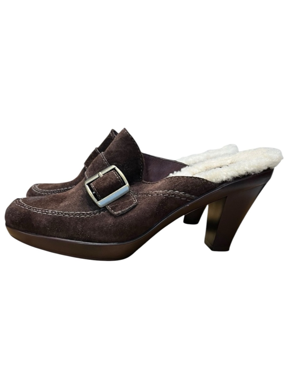 UGG Isabella Brown Suede Sheepskin Lined Clogs/Mules - Size 6